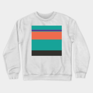 A selected patchwork of Light Red Ochre, Big Foot Feet, Christmas Purple, Blue/Green and Dark Grey stripes. Crewneck Sweatshirt